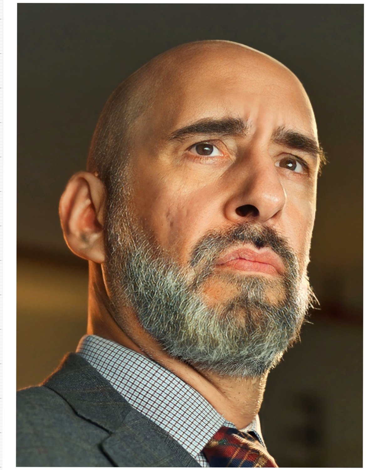 Andreas Pliatsikas in character, dramatic portrait